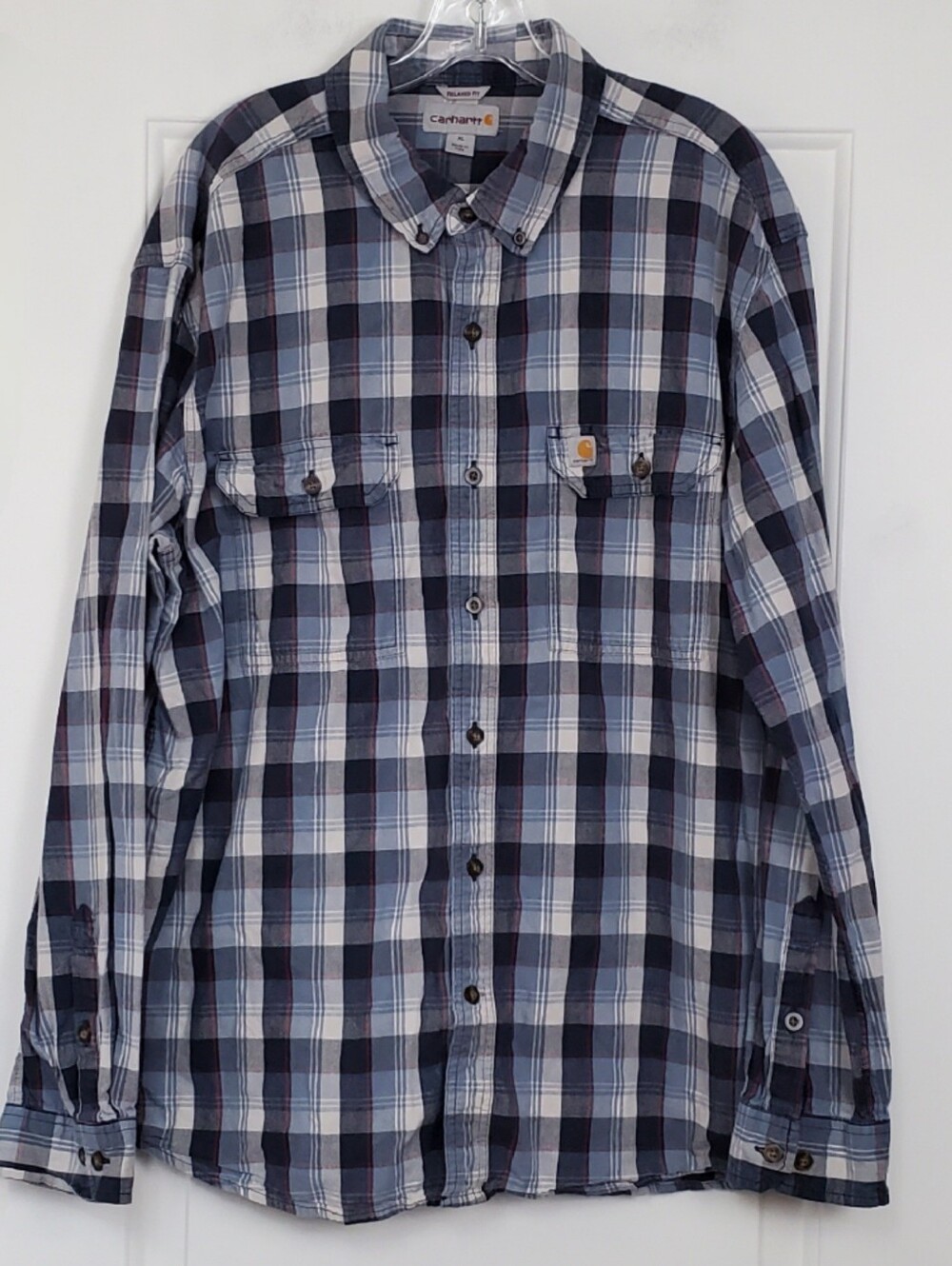 Carhartt Mens Plaid Relaxed Fit Shirt Outdoor Workwear - Size XL - GUC